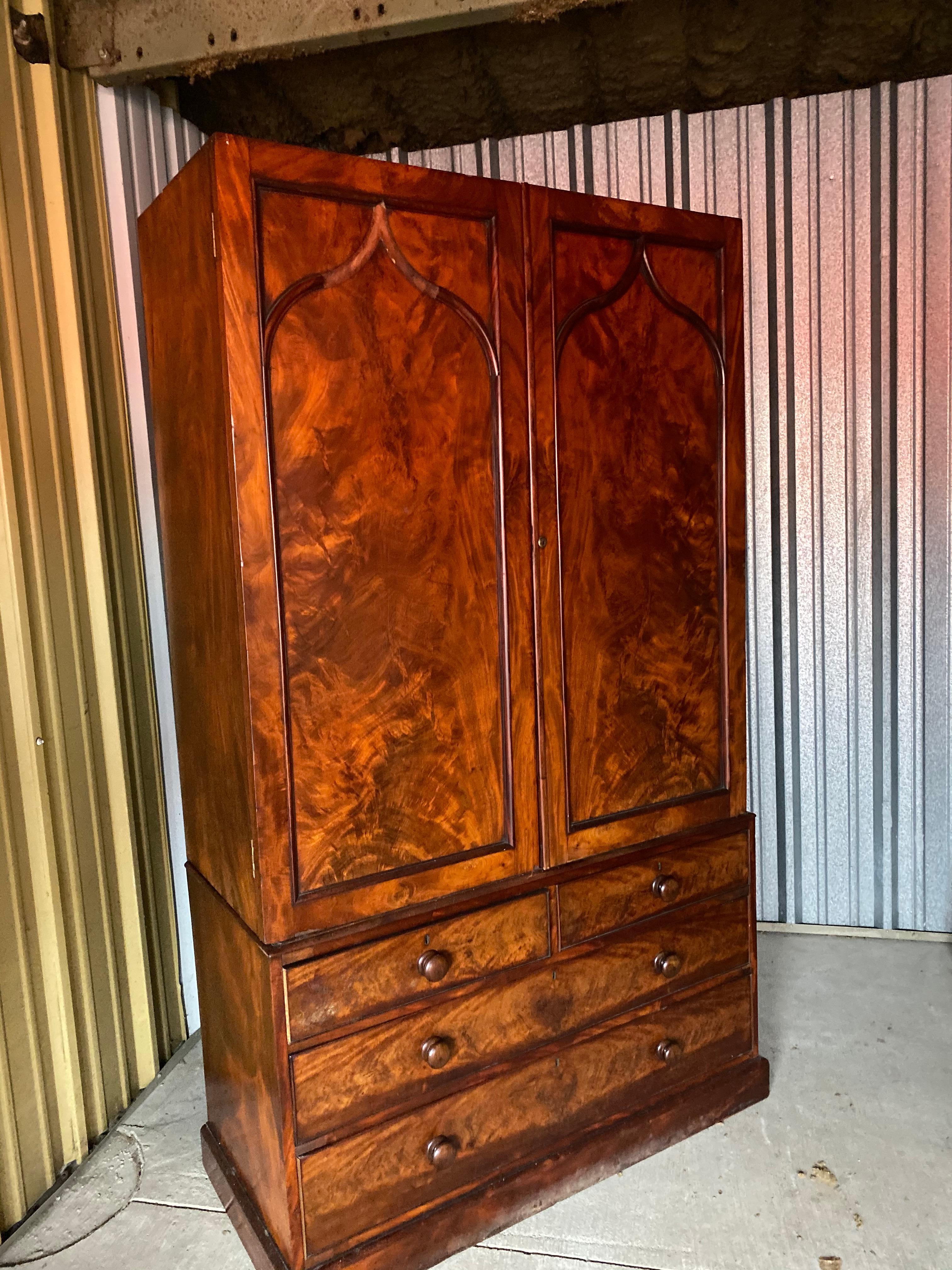 Regency Vintage French Wardrobe, Armoire or Linen Press For Sale