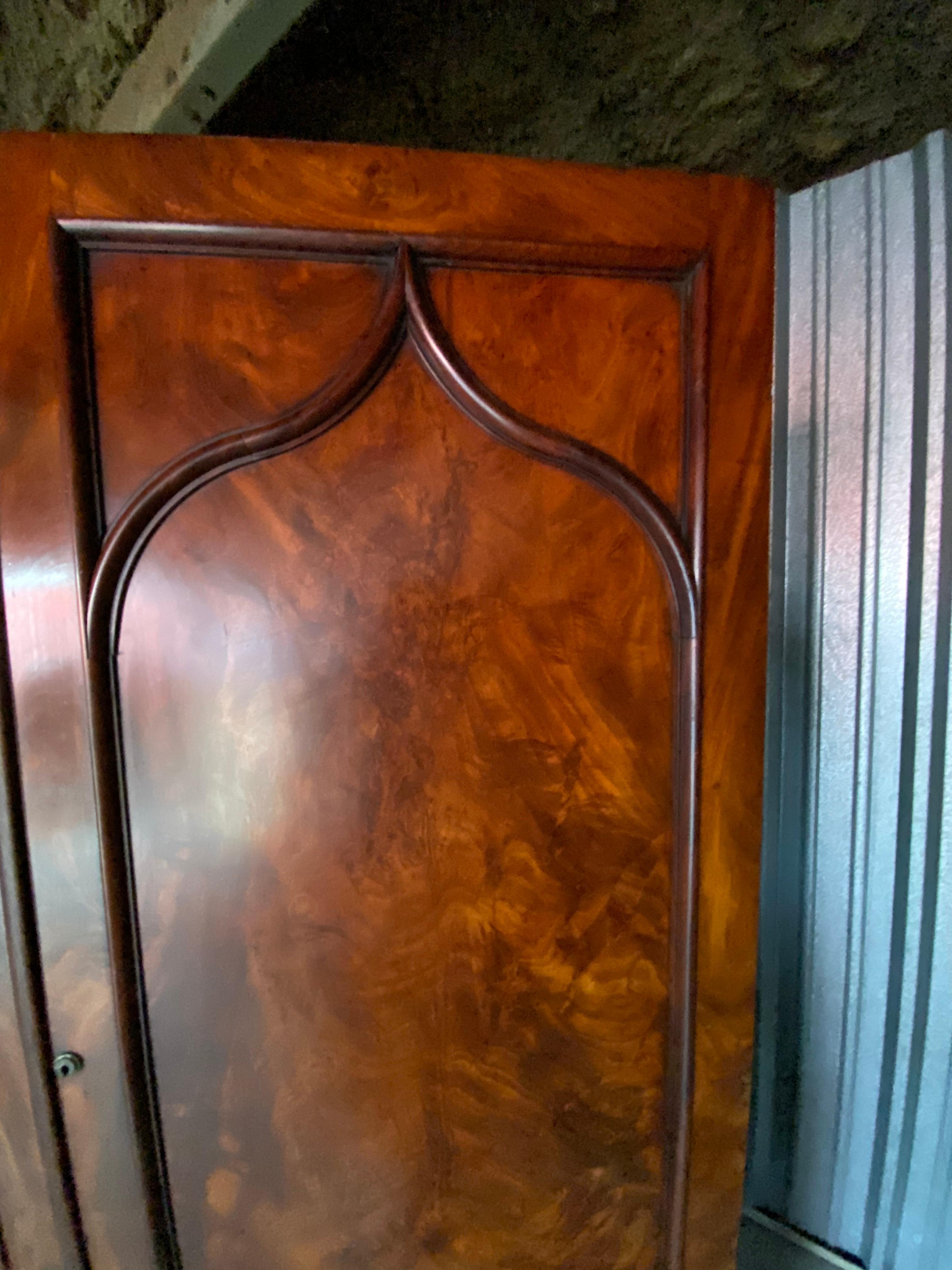 Vintage French Wardrobe, Armoire or Linen Press In Distressed Condition For Sale In Chicago, IL