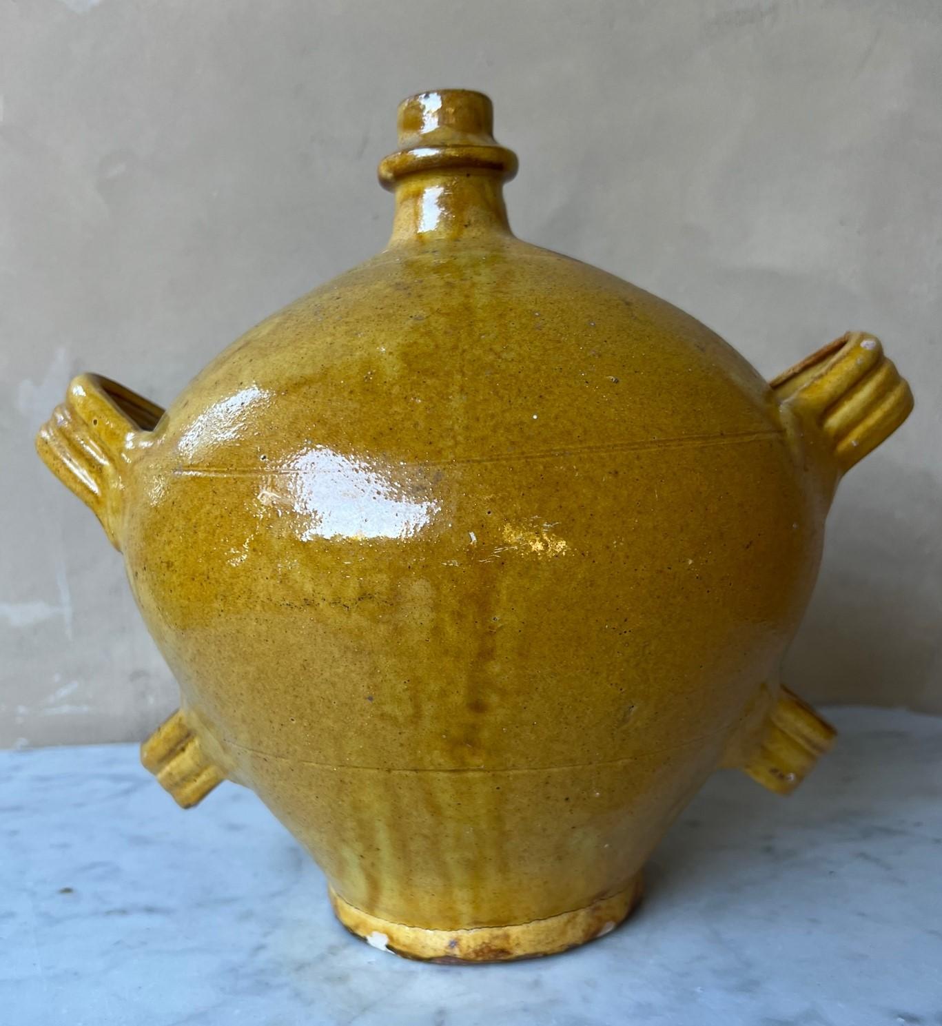 Vintage French Water / Wine Jug with Four Handles In Good Condition For Sale In Ross, CA