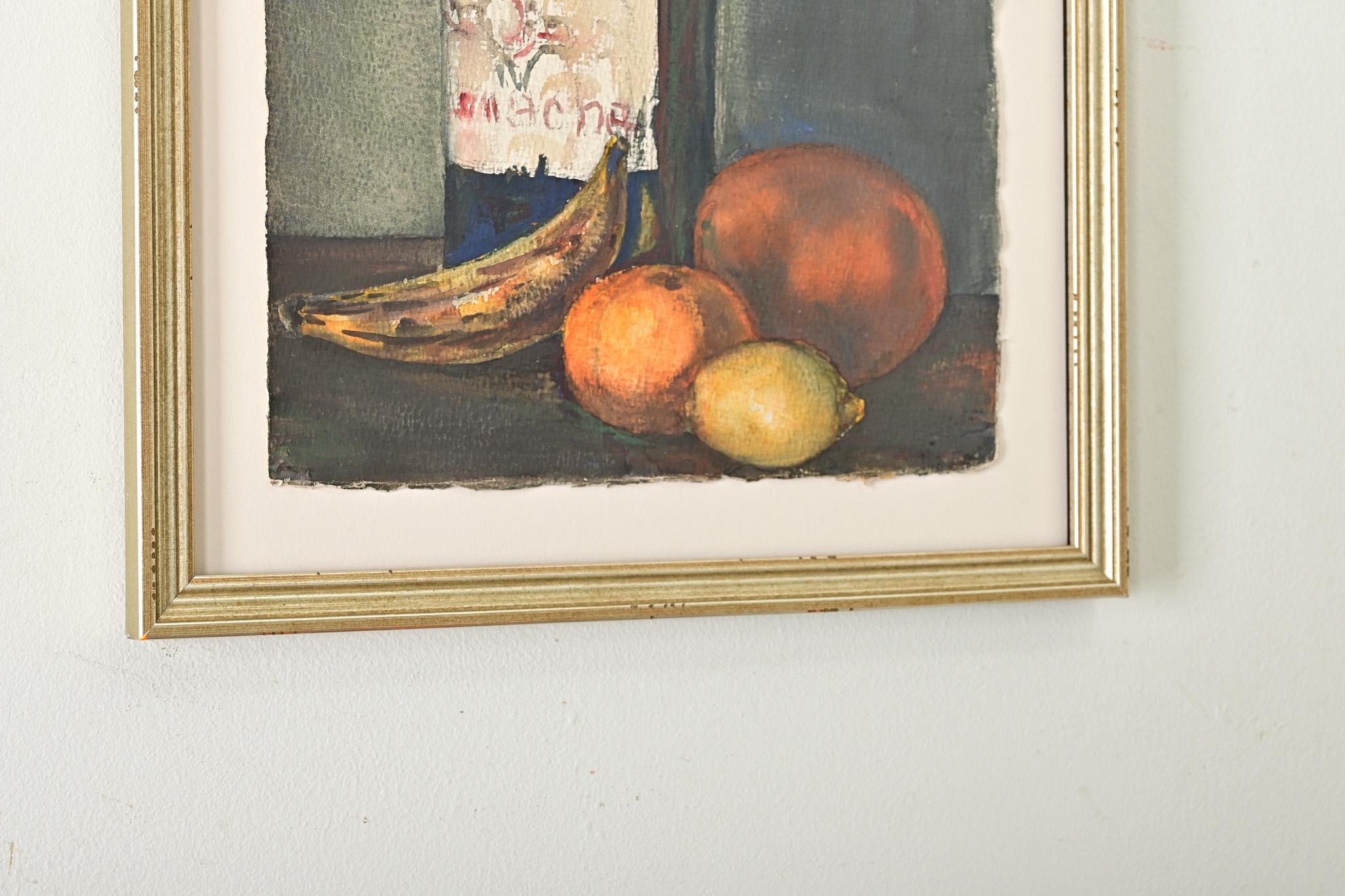 20th Century Vintage French Watercolor Still Life Painting