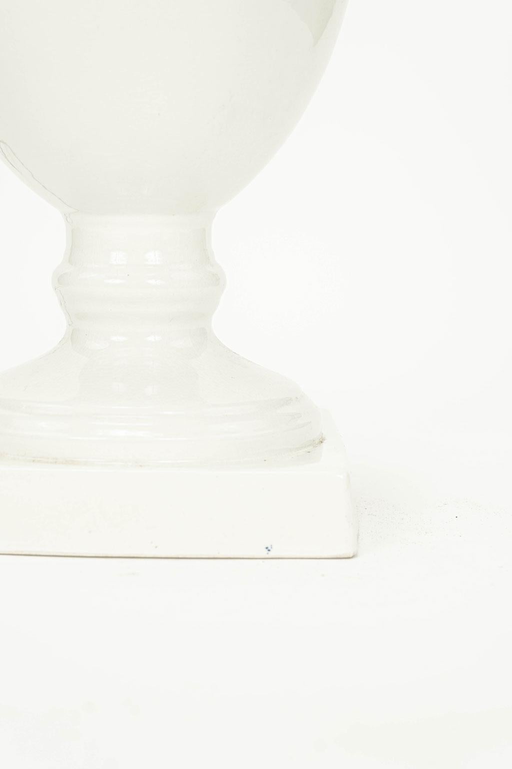 Modern Vintage French White Ceramic Table Lamp For Sale
