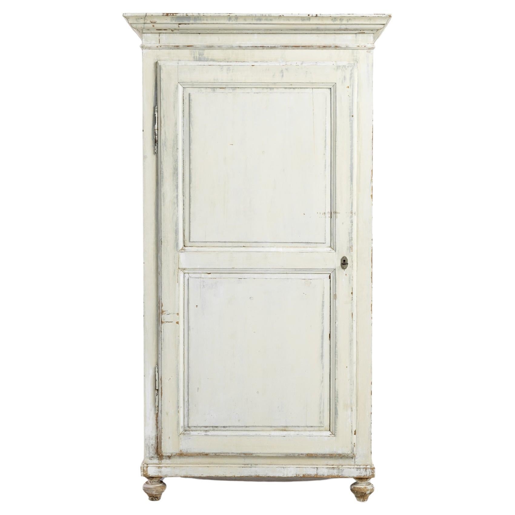 Vintage French White Patinated Cabinet