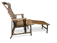 Vintage French Wicker and Bamboo Chaise Longue, 20th Century