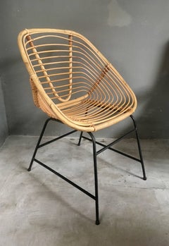 Sedie francesi vintage in vimini e rattan