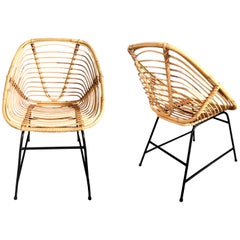 Vintage French Wicker and Rattan Chairs