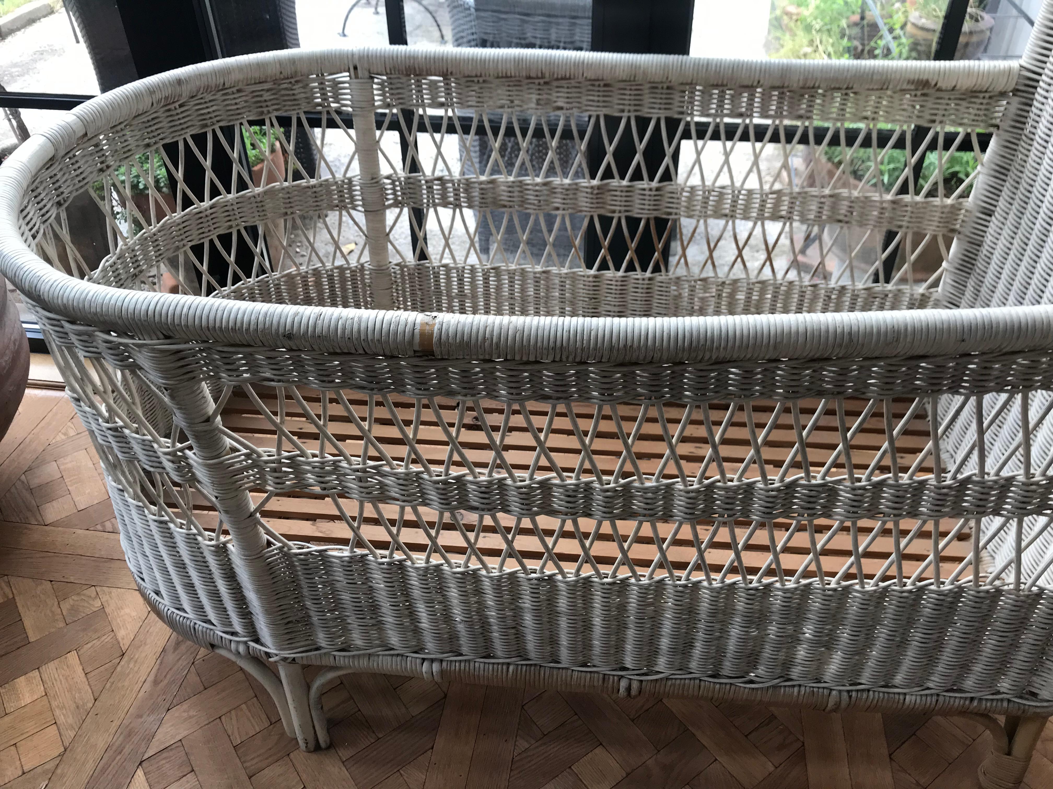 Vintage French Wicker Baby Bed/ Crib For Sale 4