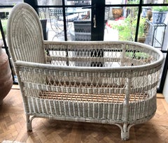 Vintage French Wicker Baby Bed/ Crib