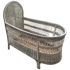 Used French Wicker Baby Bed/ Crib