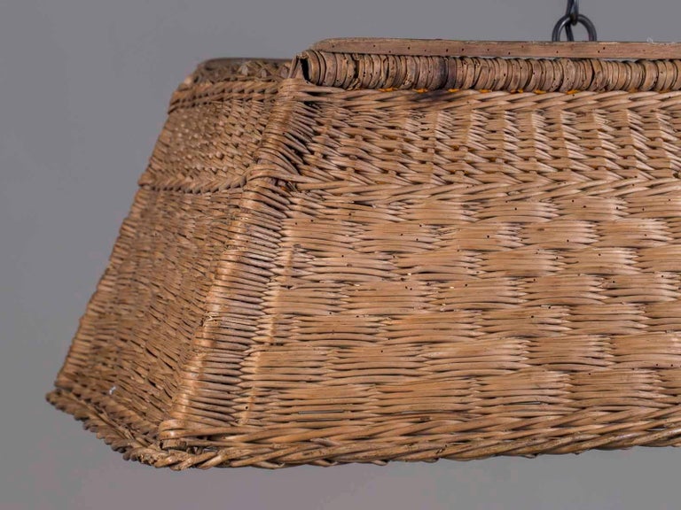 Vintage French Wicker Basket Chandelier France circa 1920 For Sale at