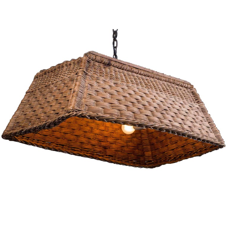 Vintage French Wicker Basket Chandelier France circa 1920 For Sale at