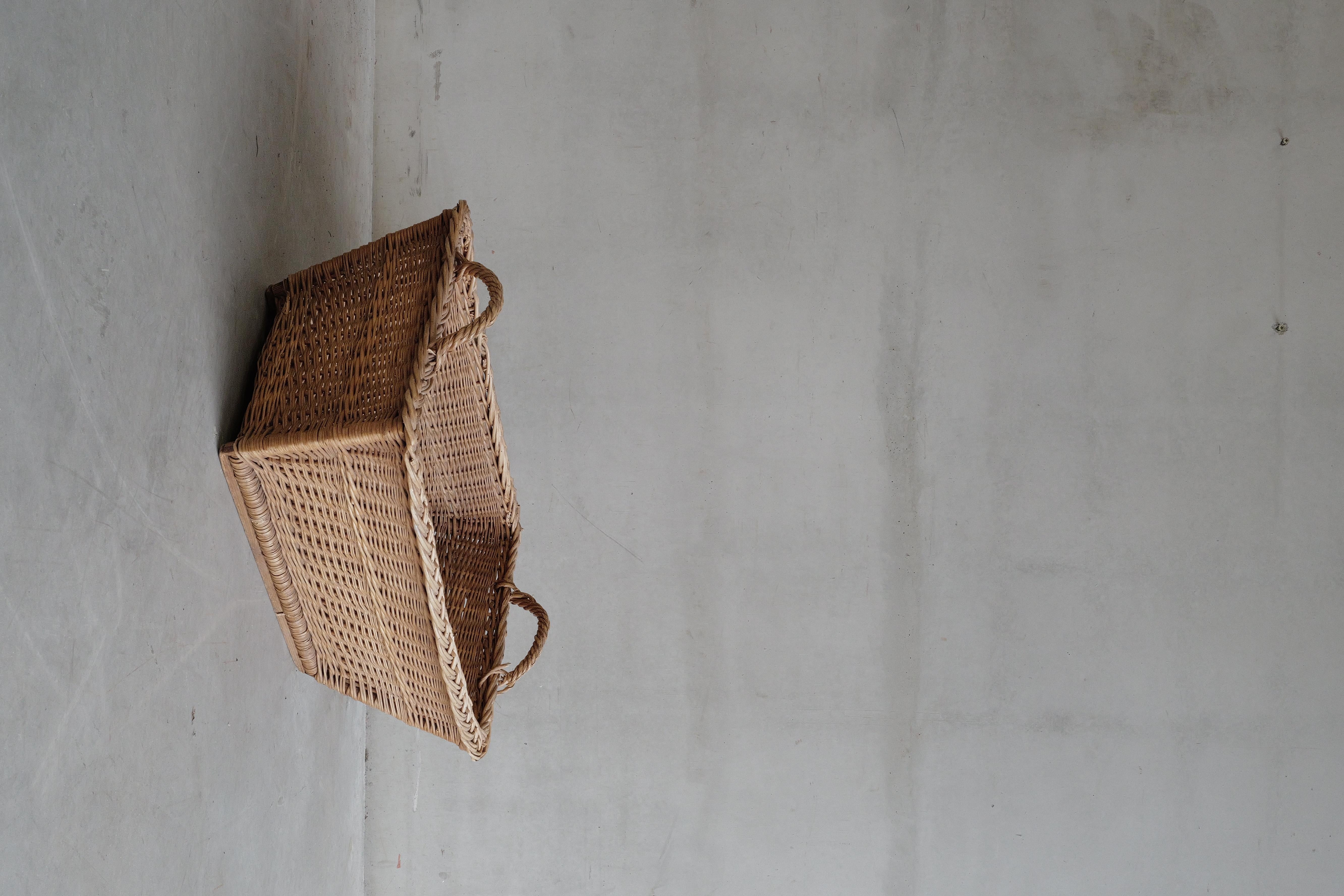 19th Century Vintage French Wicker Basket For Sale