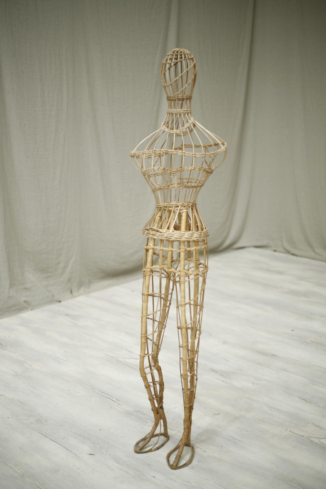 Vintage French Wicker Dress Makers Mannequin 2
