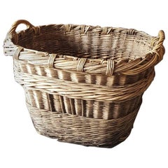 Vintage French Wicker Grape Basket from the Champagne Region Epernay