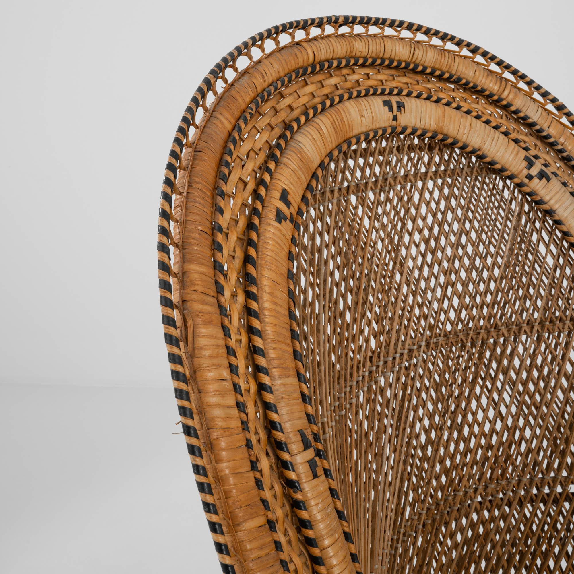 Vintage French Wicker Peacock Chair 6
