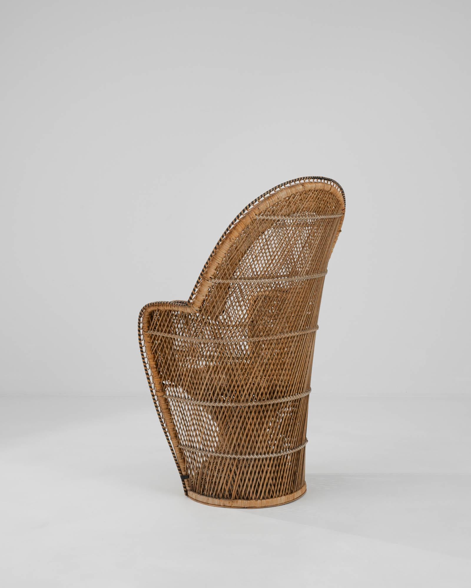 Mid-20th Century Vintage French Wicker Peacock Chair