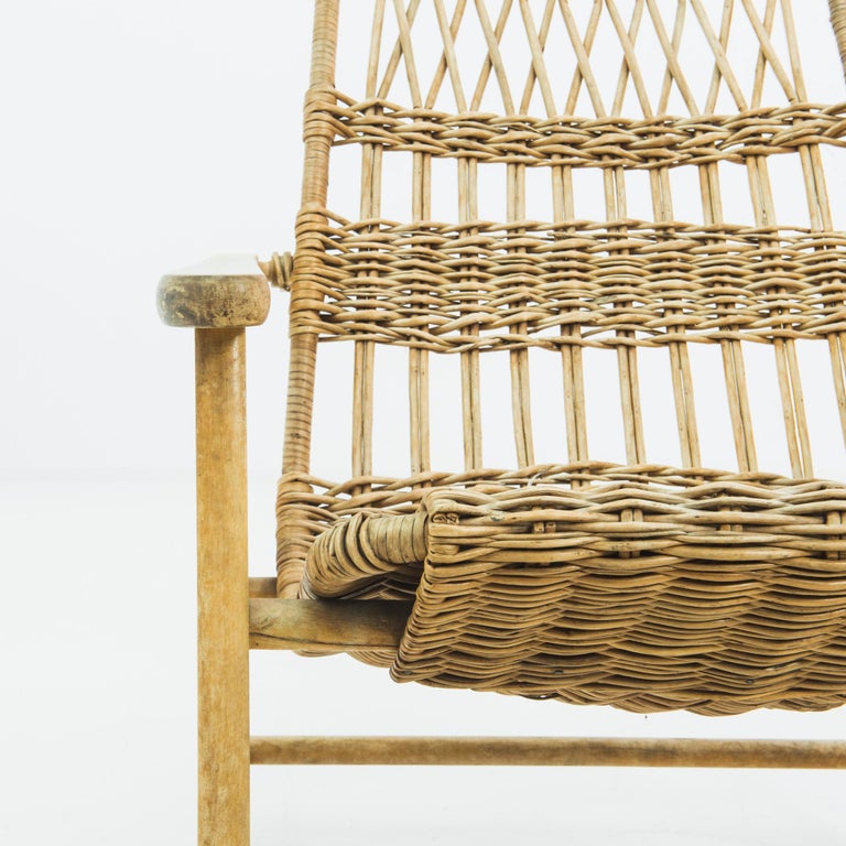 Vintage French Wicker Rocking Chair at 1stDibs