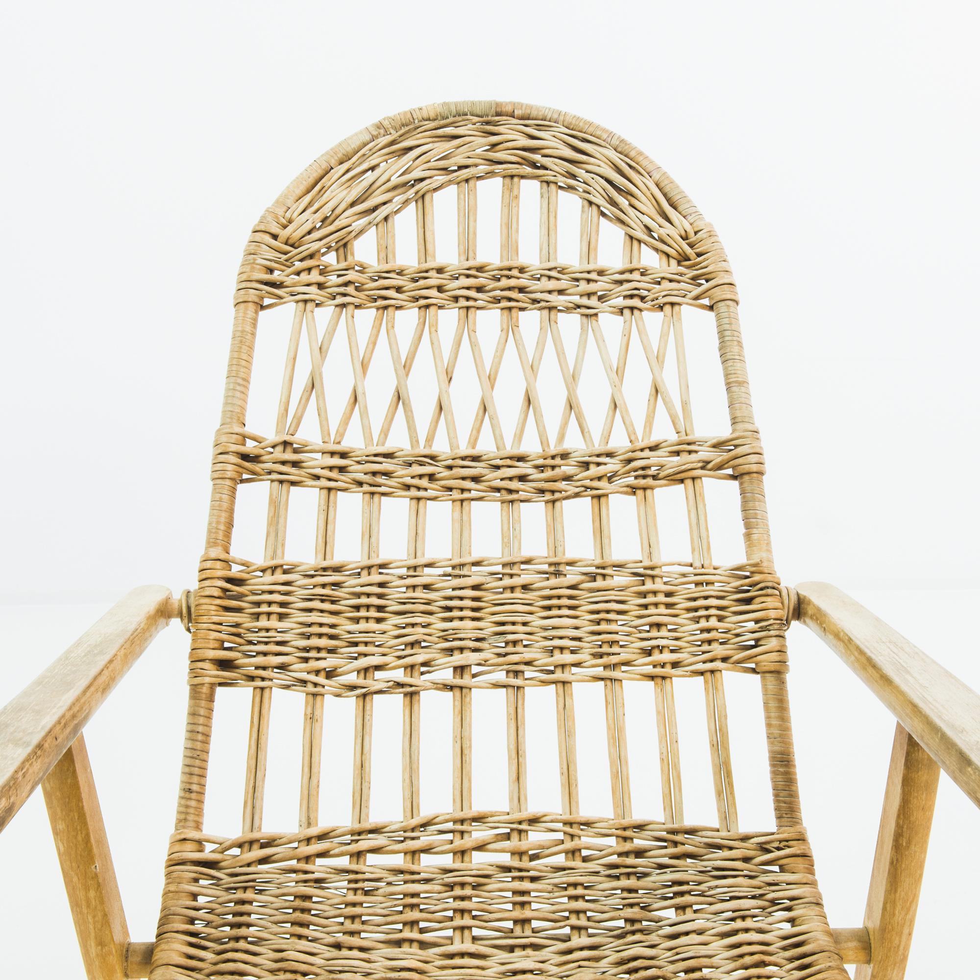 Vintage French Wicker Rocking Chair In Good Condition In High Point, NC