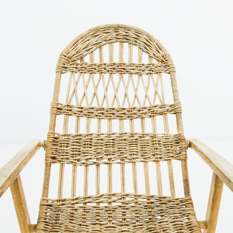 Vintage French Wicker Rocking Chair at 1stDibs