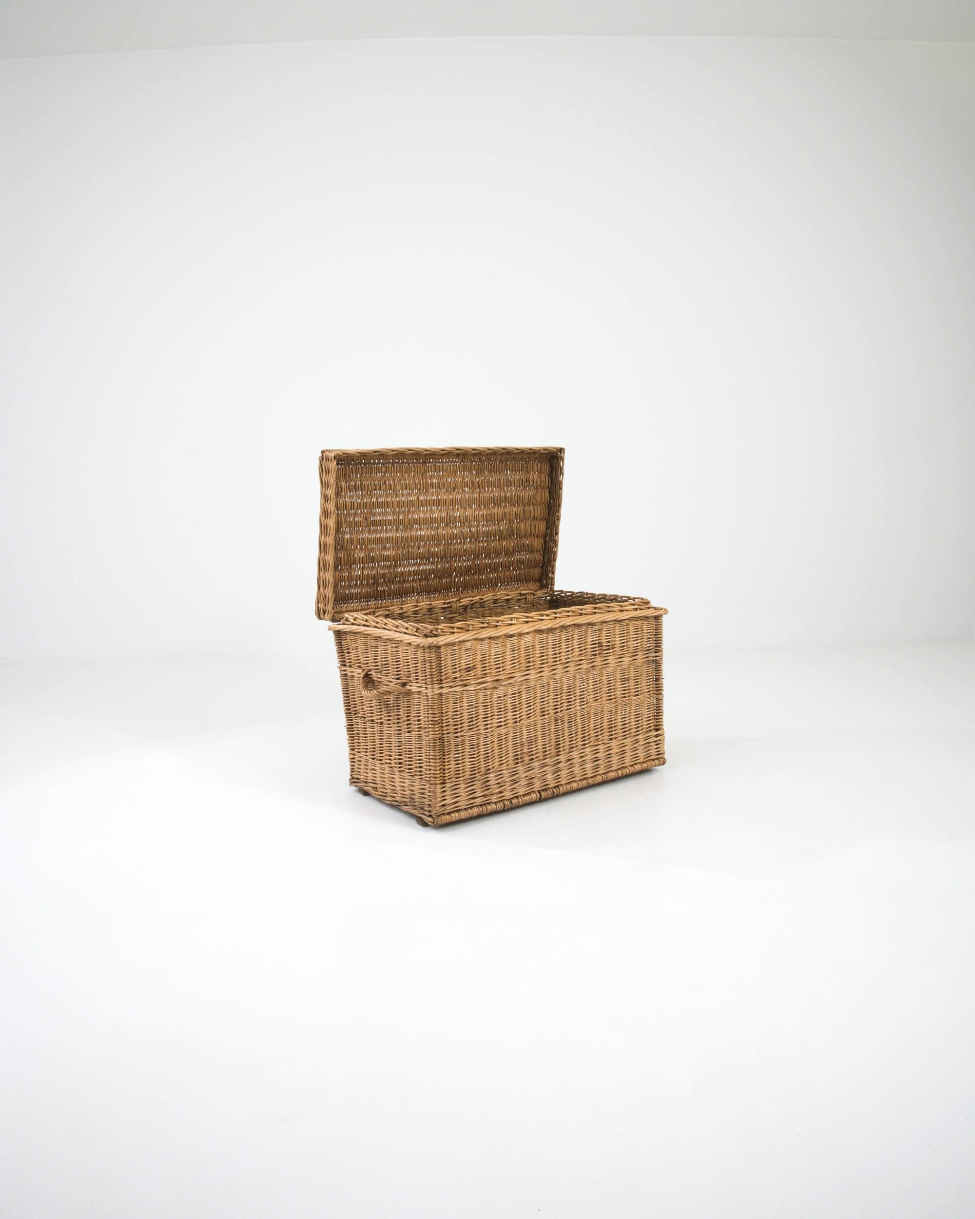20th Century Vintage French Wicker Trunk