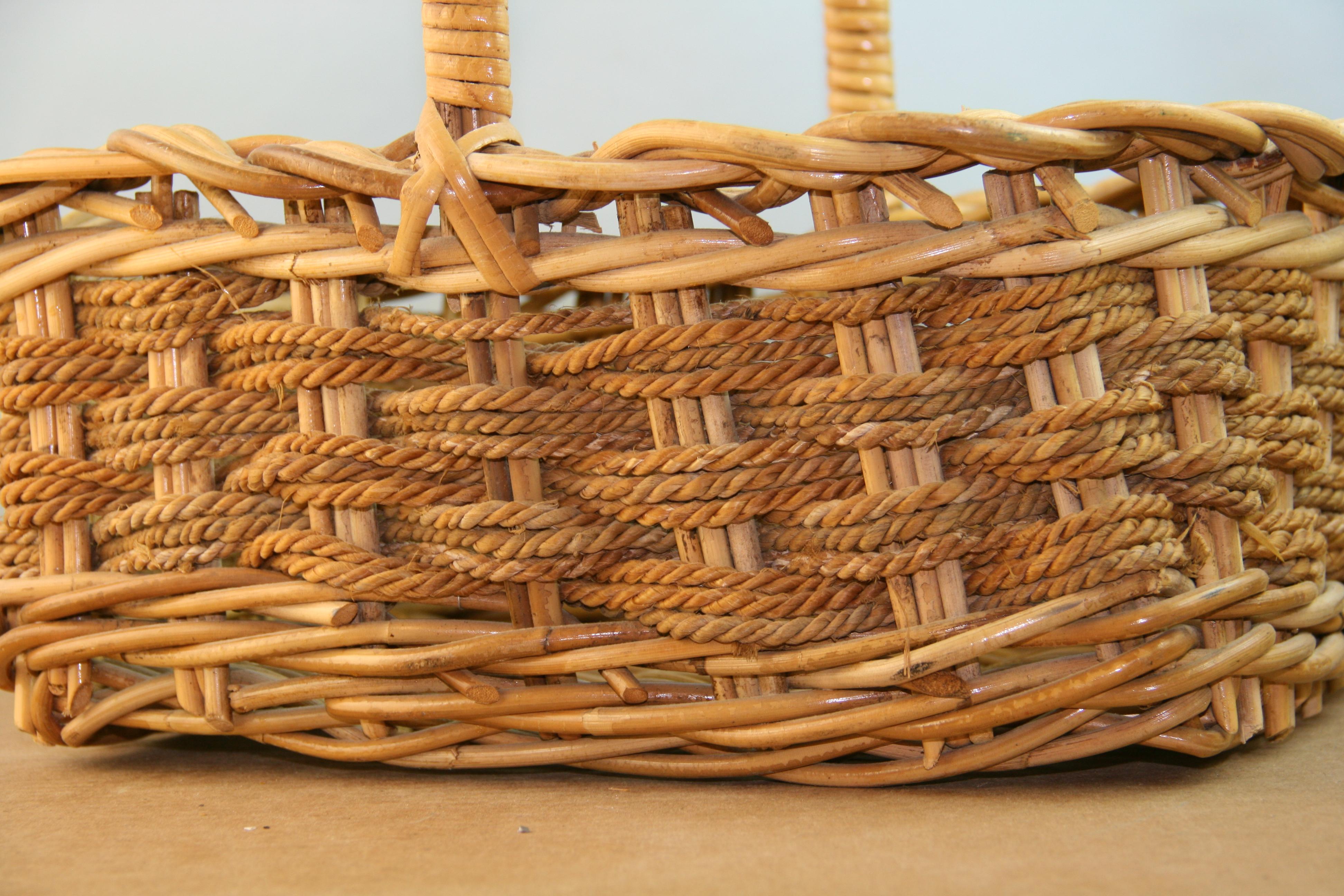 Vintage French Willow and Rope Braded Basket 2