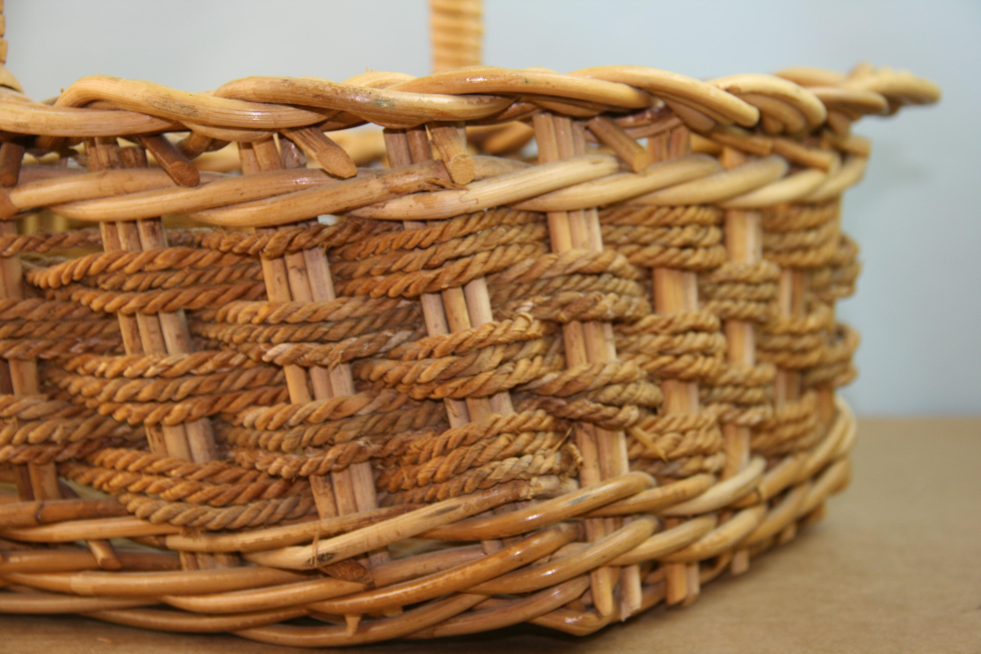 Vintage French Willow and Rope Braded Basket 3