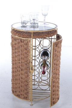 Vintage French Wine Bar or Side Table with Bottle Rack, 1960s