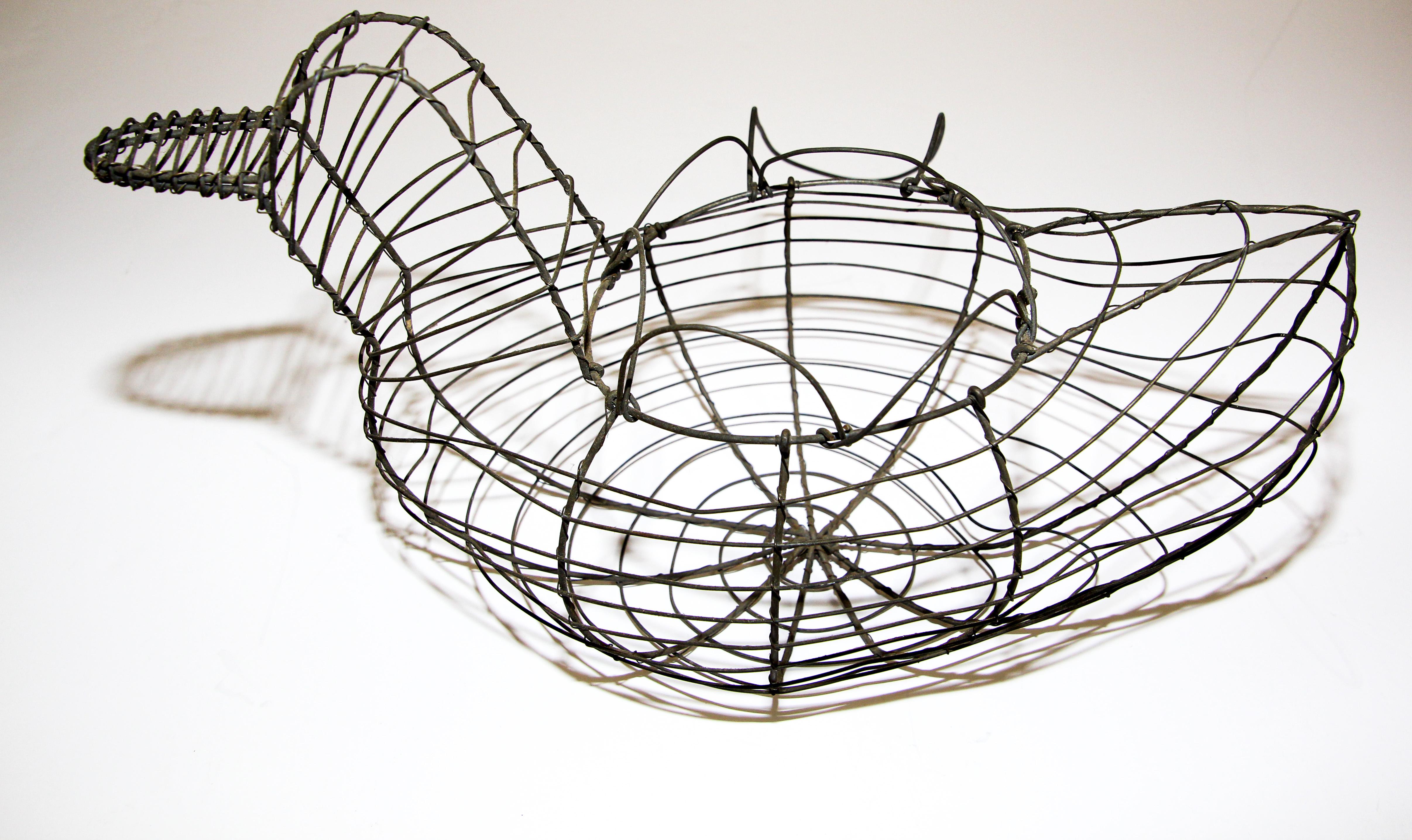 French Provincial Vintage French Wire Hen Shaped Egg Basket