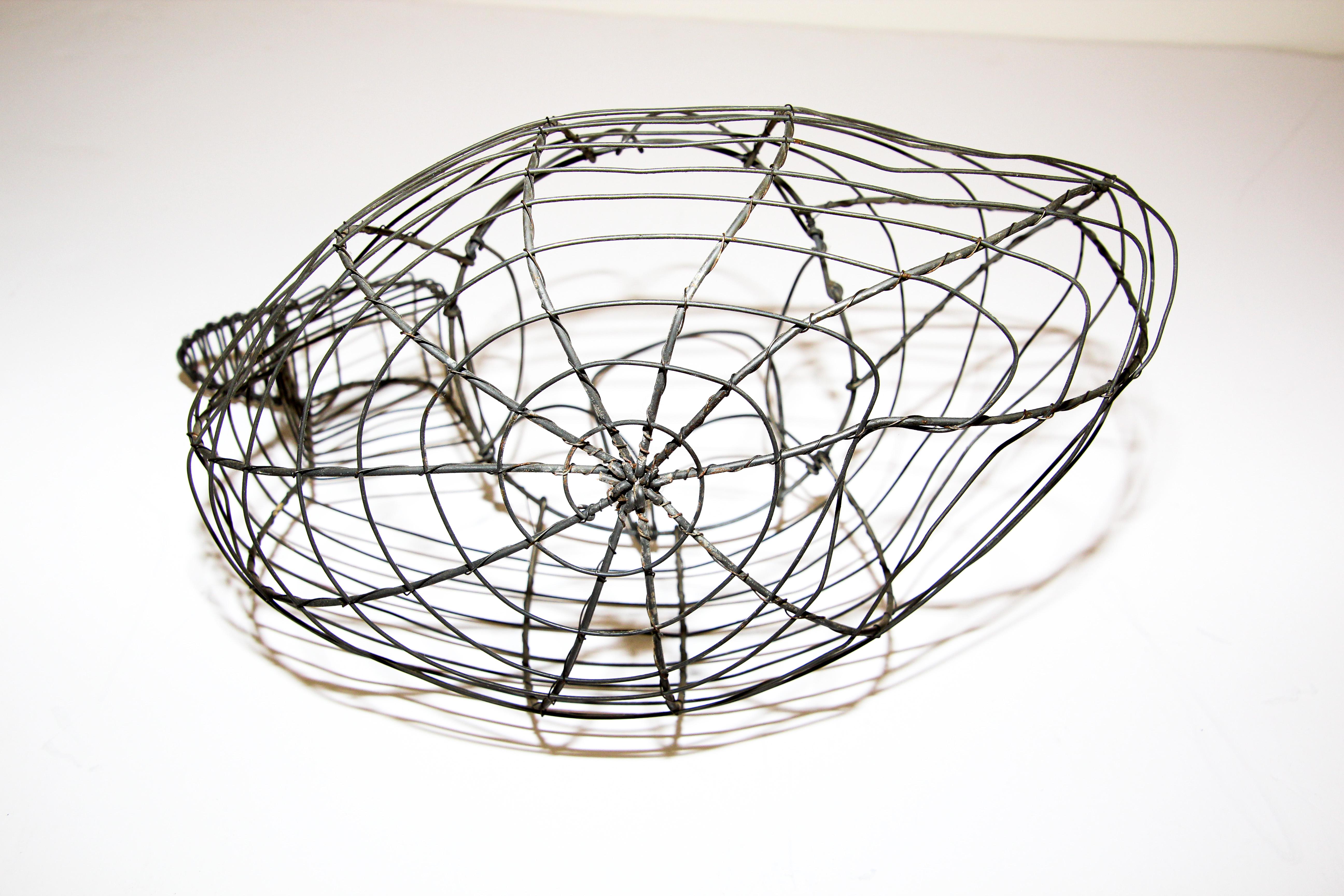 Hand-Crafted Vintage French Wire Hen Shaped Egg Basket
