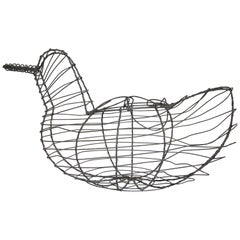 Vintage French Wire Hen Shaped Egg Basket