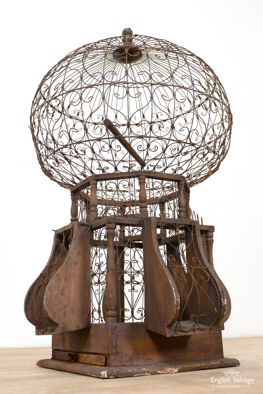 Vintage French Wood and Wire Birdcage, 20th Century In Good Condition For Sale In London, GB