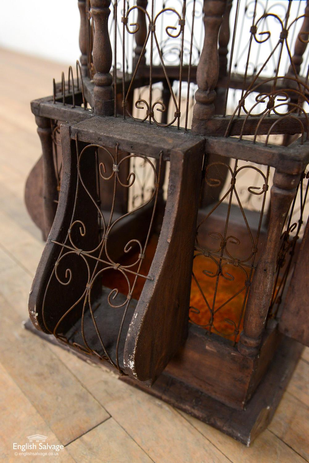 Vintage French Wood and Wire Birdcage, 20th Century For Sale 3