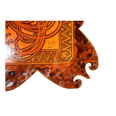 Vintage French Wood Burning Wall Art Alphonse Mucha