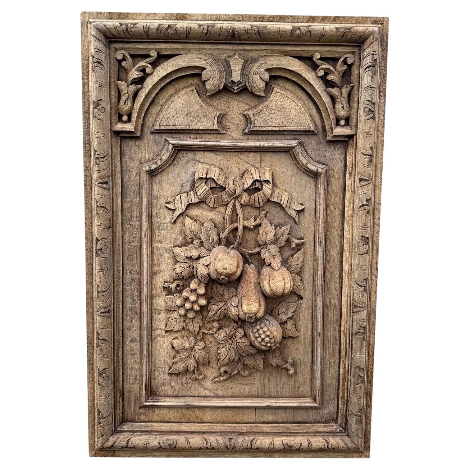 Vintage French Wood Carved Panel