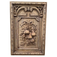 Vintage French Wood Carved Panel