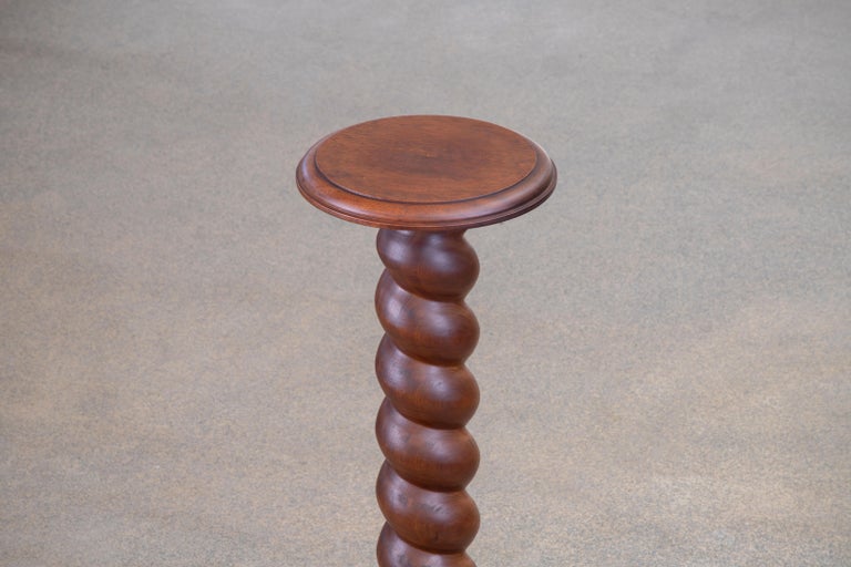Oak Vintage French Wood Side Table or Pedestal For Sale