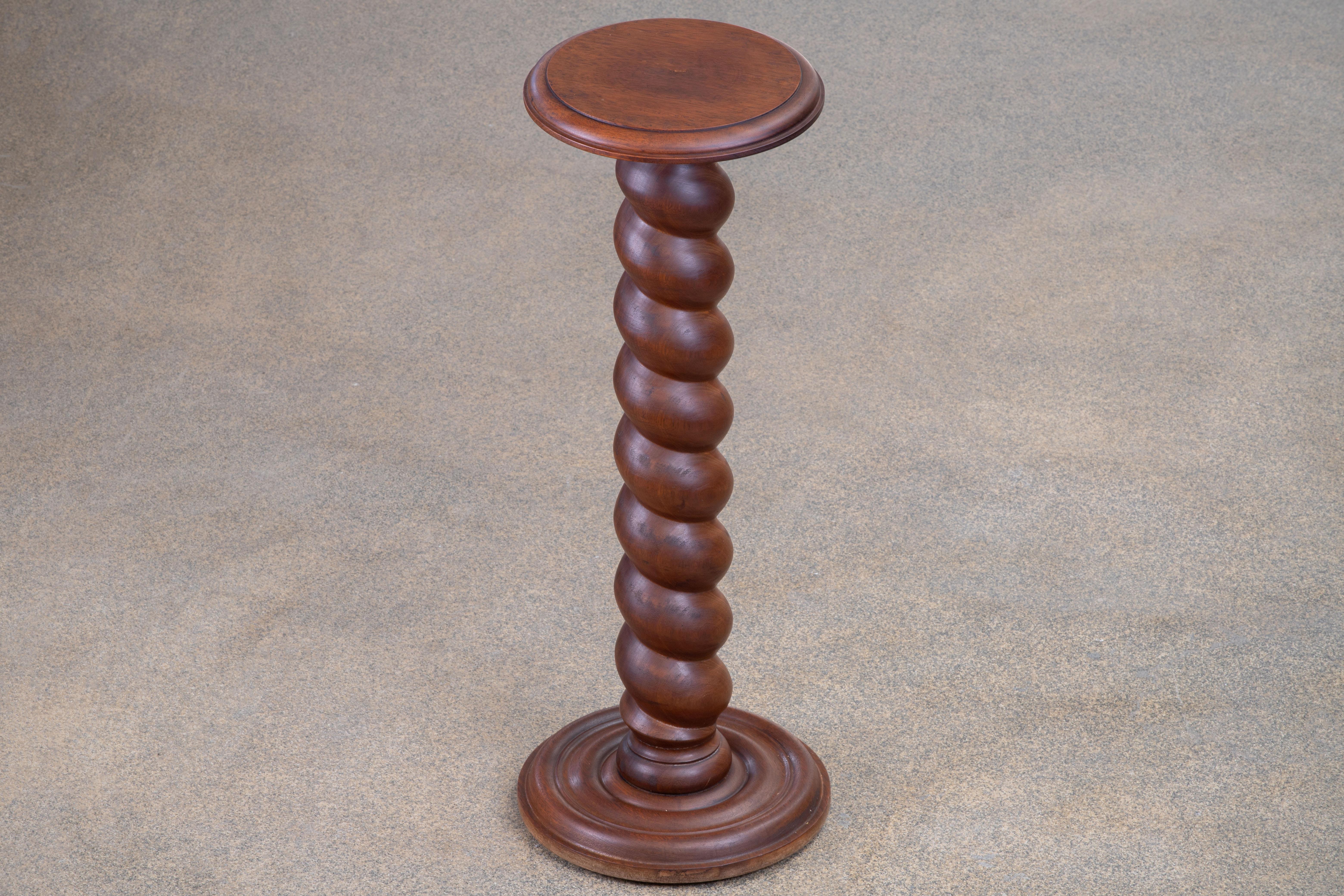 Oak Vintage French Wood Side Table or Pedestal For Sale
