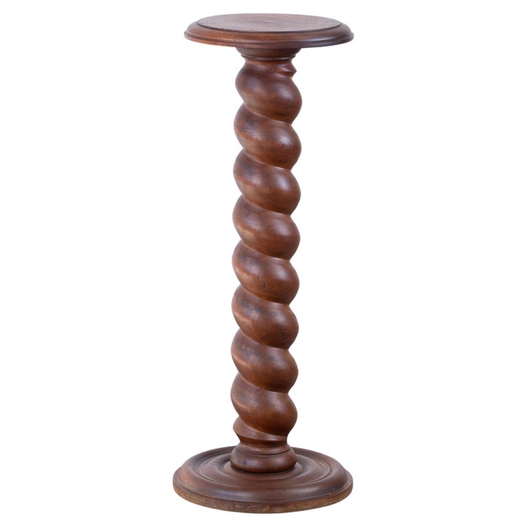 Vintage French Wood Side Table or Pedestal For Sale