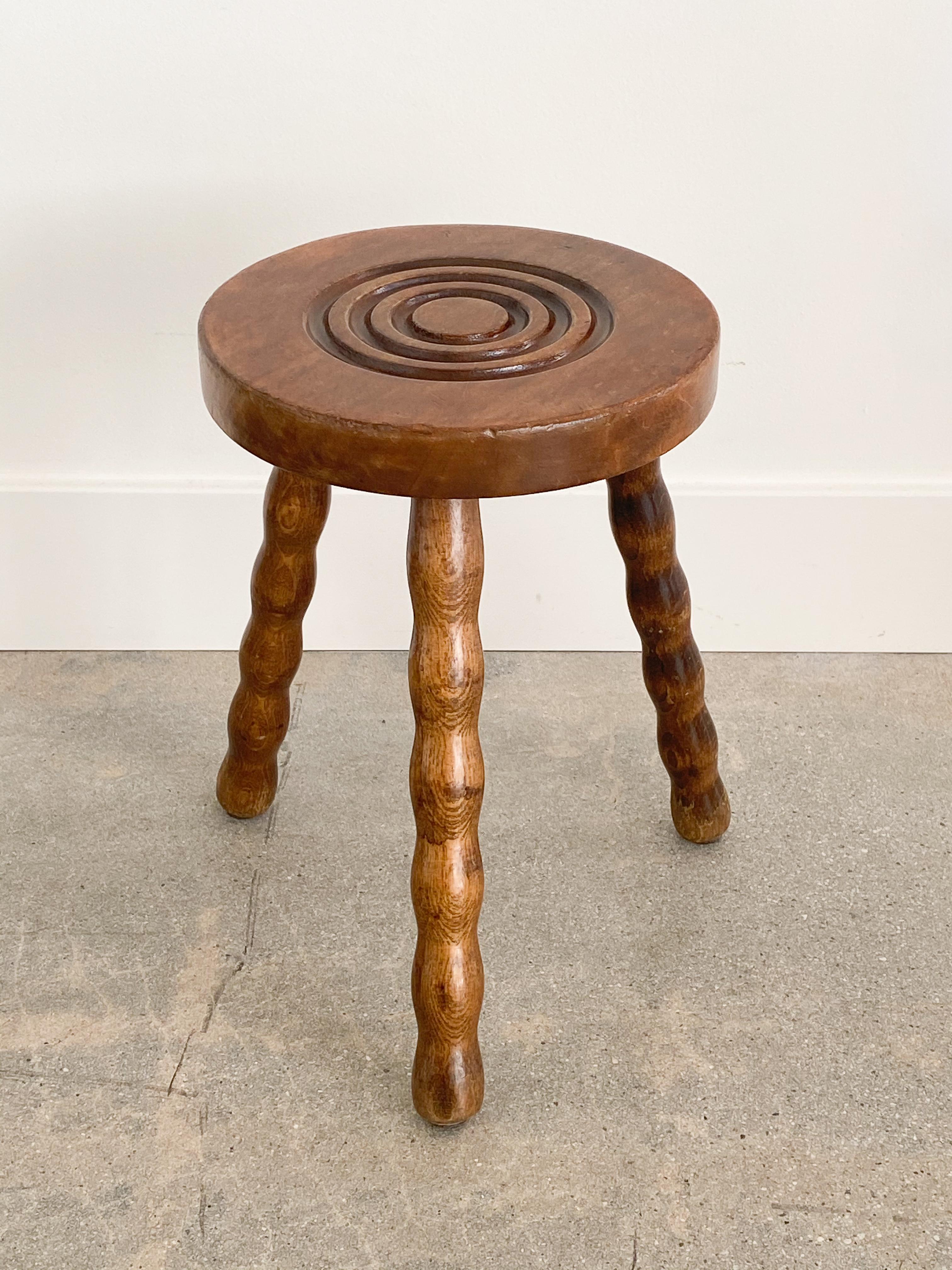 Vintage French Wood Stools In Good Condition In Los Angeles, CA