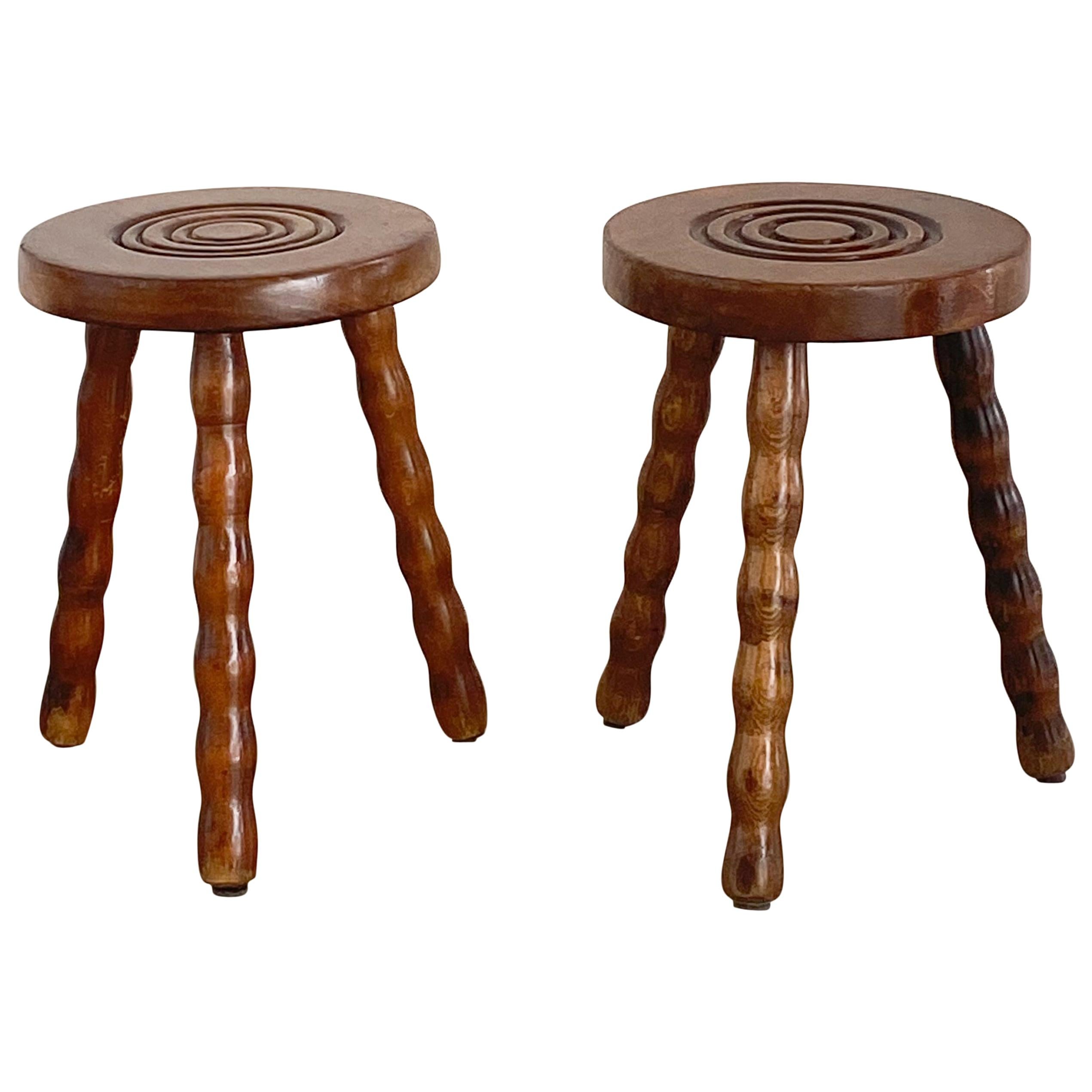 Vintage French Wood Stools