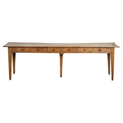 Vintage French Wood Table With Drawers