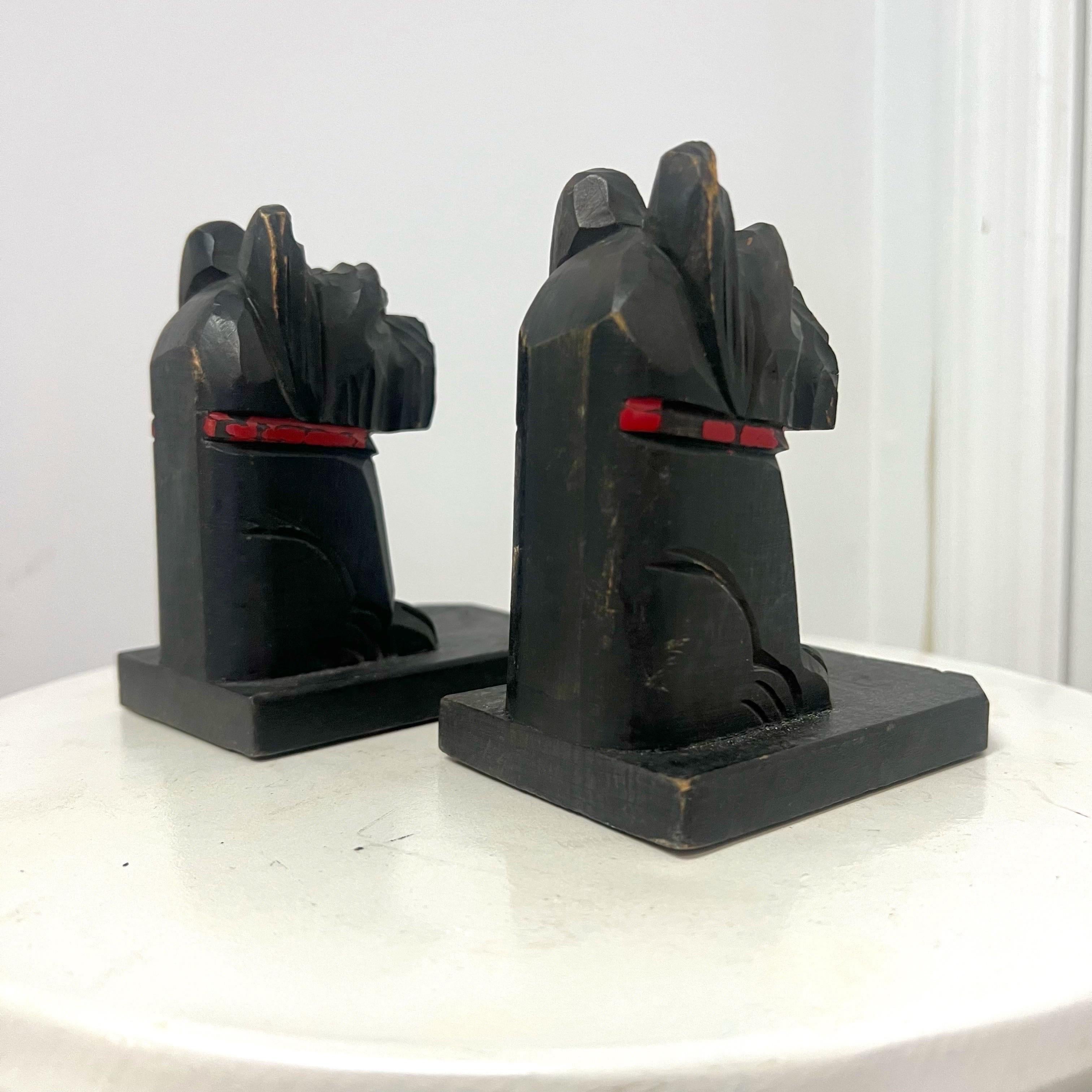20th Century Vintage French Wood Terrier Bookends - a Pair For Sale