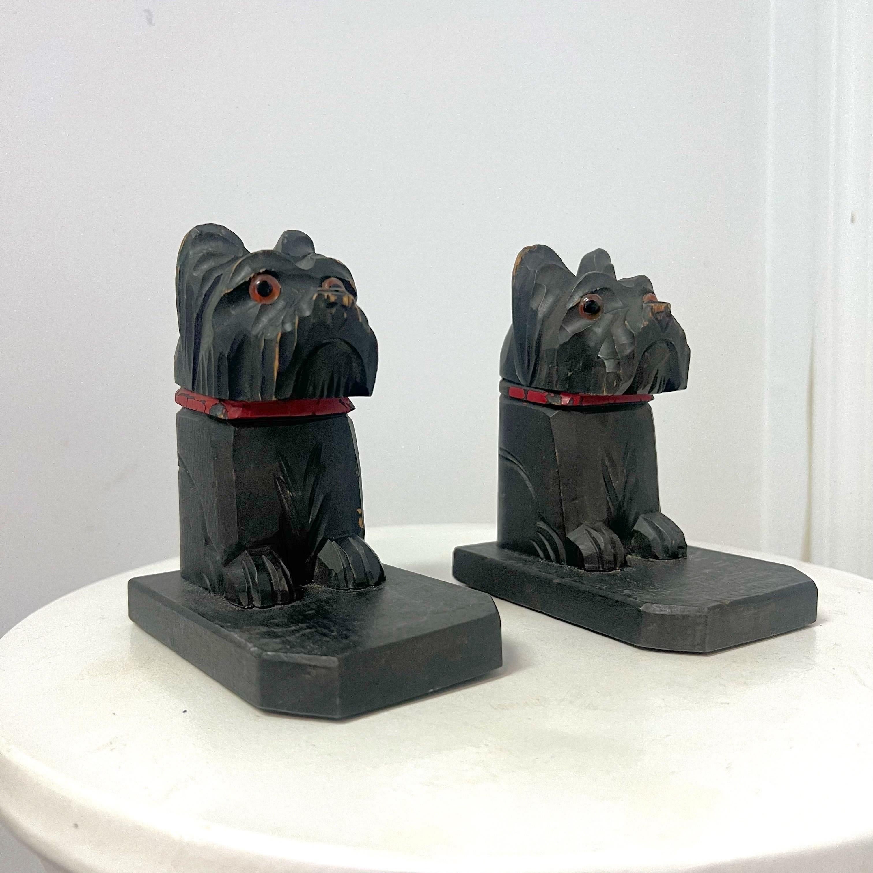 Vintage French Wood Terrier Bookends - a Pair For Sale 2