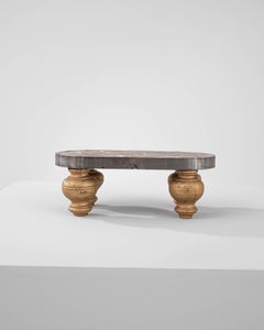 Vintage French Wooden and Marble Plinth