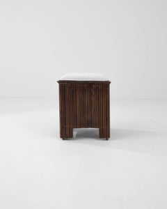 Vintage French Wooden Bouclé Storage Bench