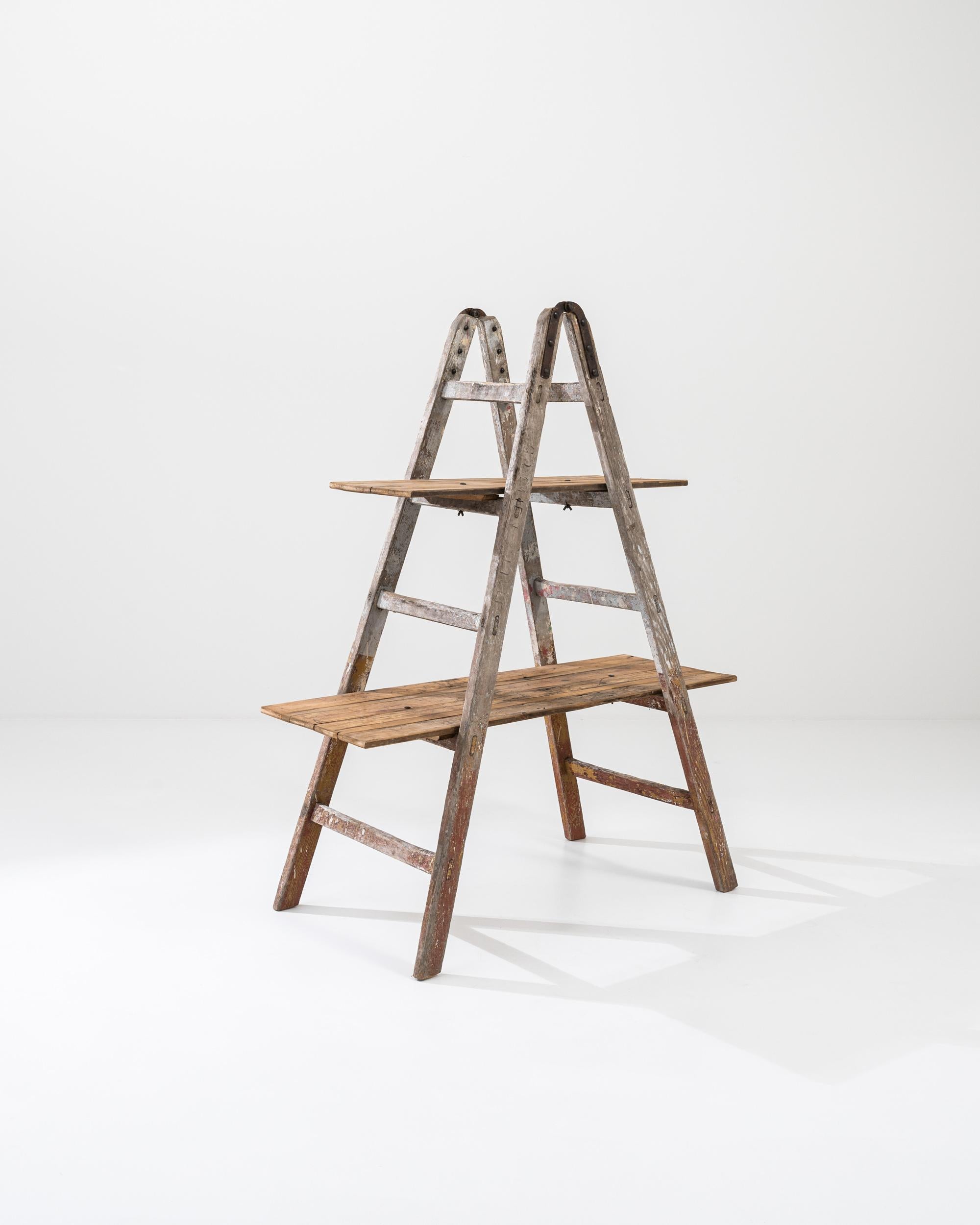 old wooden ladder shelf