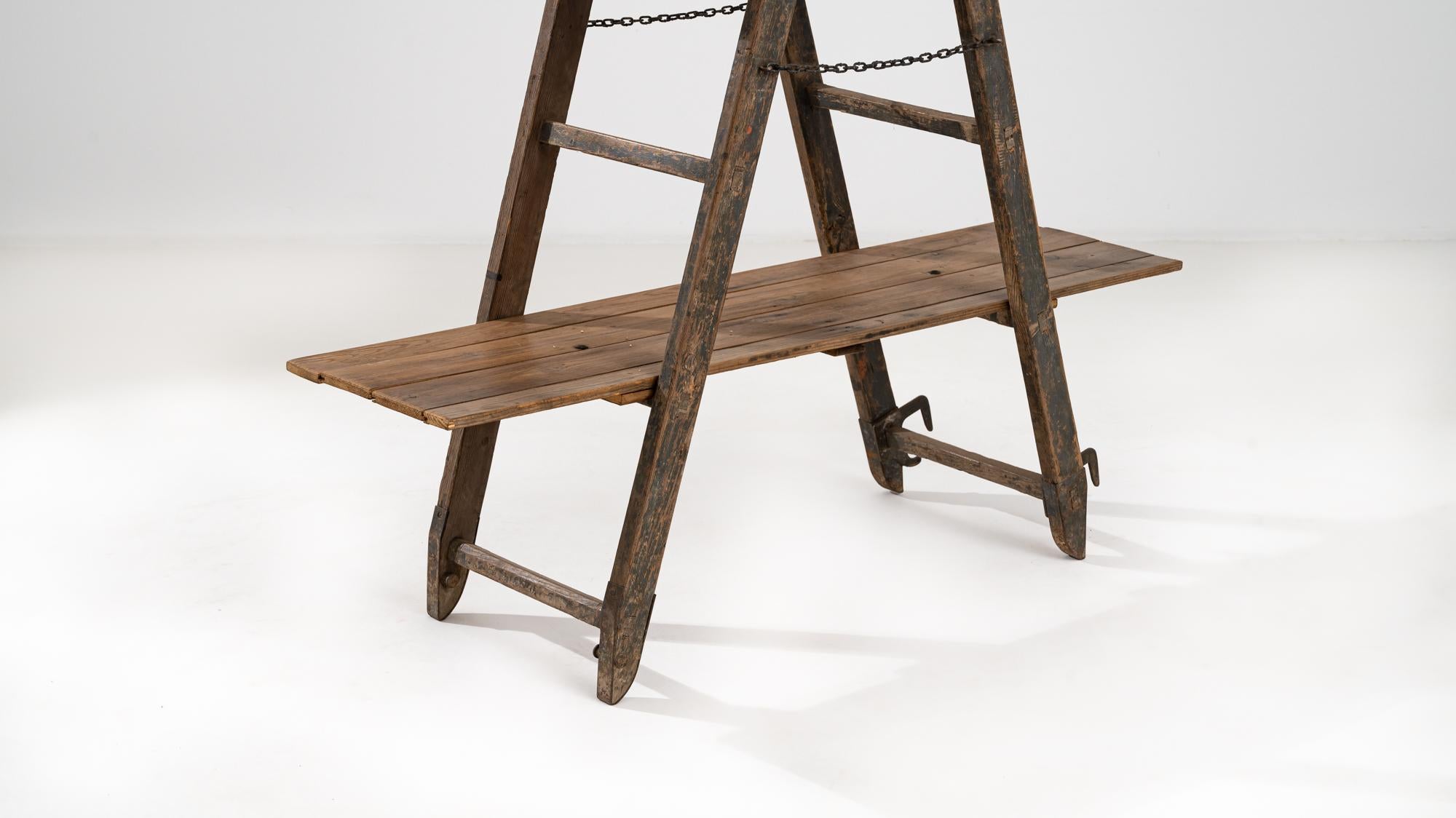 Vintage French Wooden Ladder Shelf 2