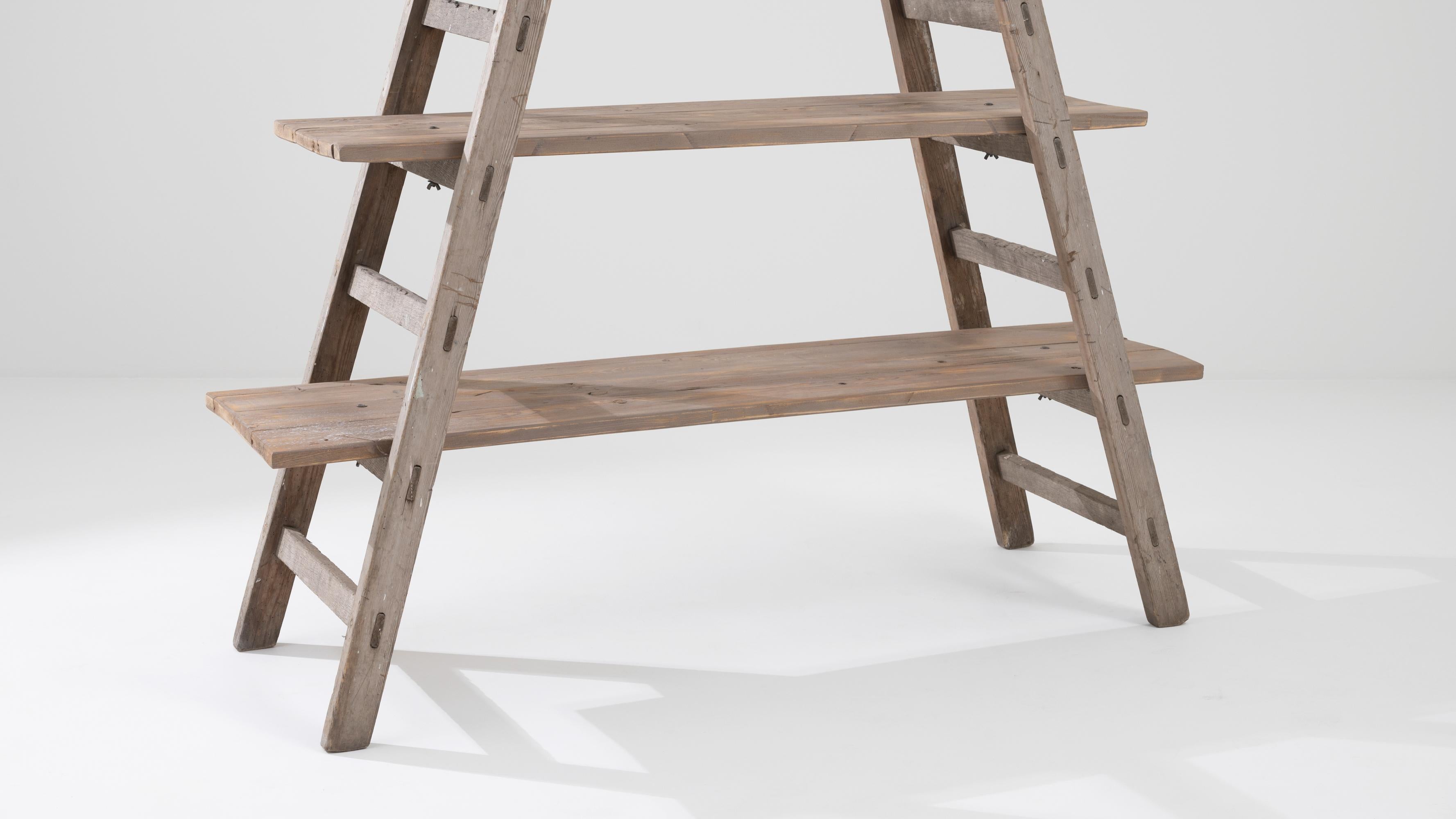 Vintage French Wooden Ladder Shelf 2