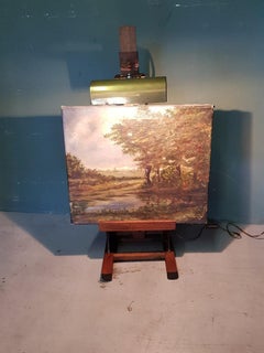 Vintage French Wooden Table Easel with Lamp, from the 1970s-1980s