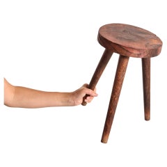 Retro French wooden tripod stool