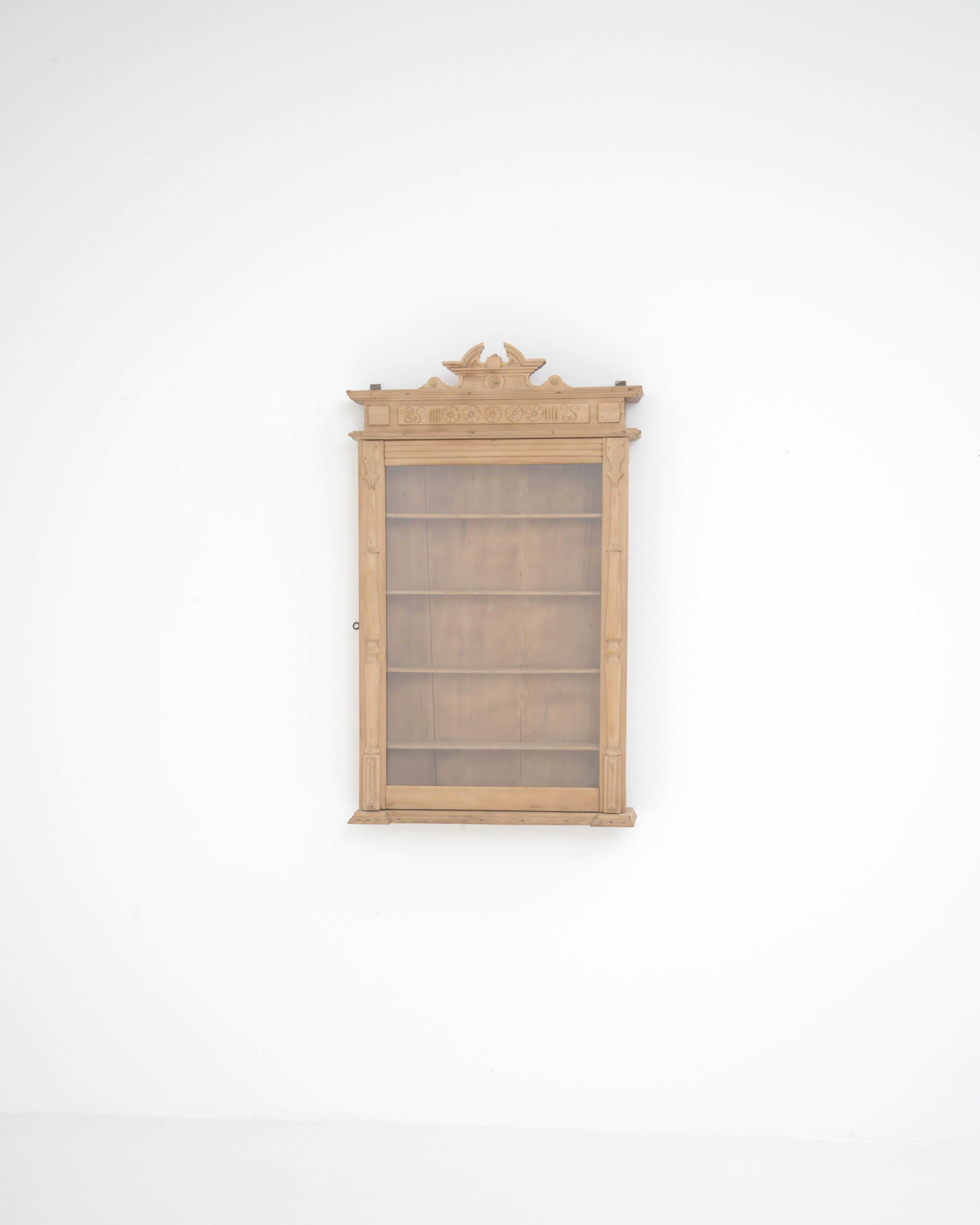 French Provincial Vintage French Wooden Wall Vitrine For Sale